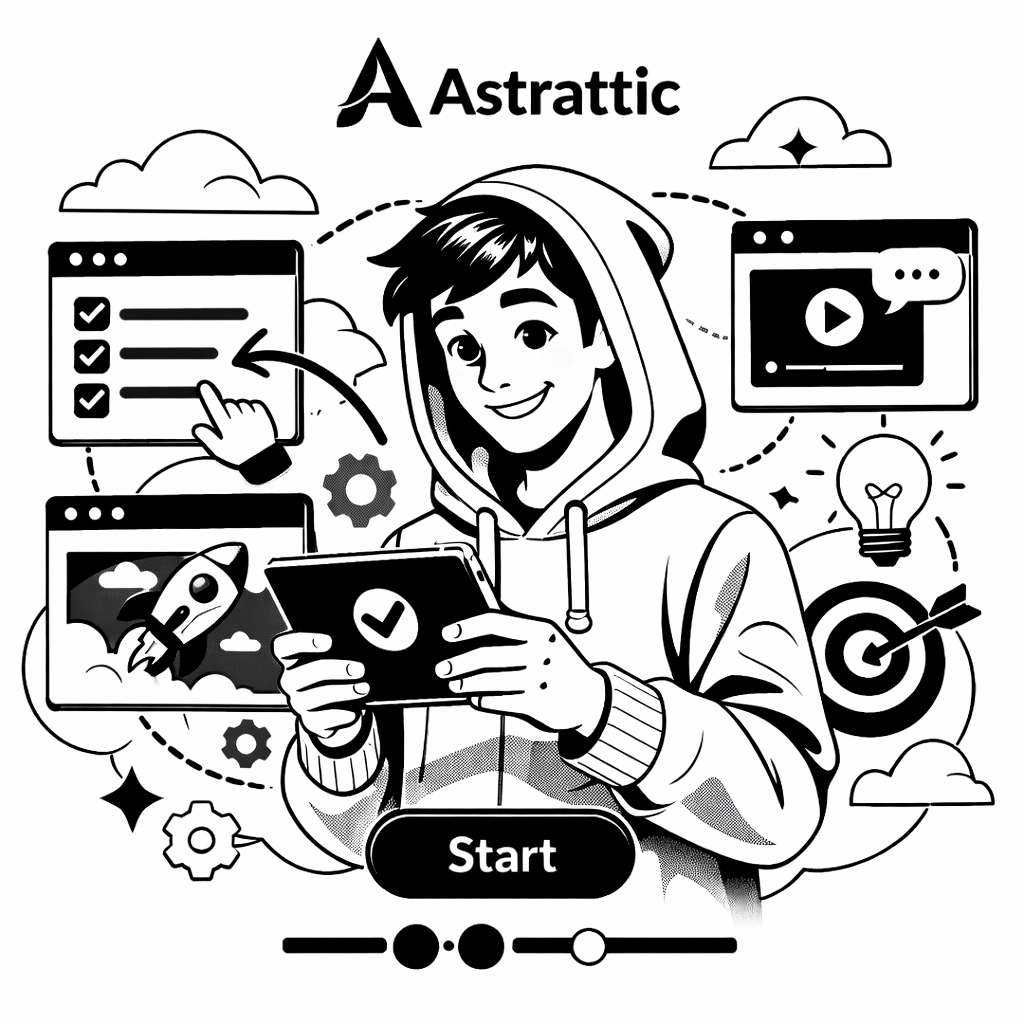 Person in yellow hoodie holding a device, representing Astrattic's guided onboarding process